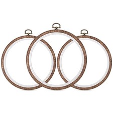 3 Pcs Round Embroidery Hoops Display Frame, Circle Cross Stitch 3 Inch Brown