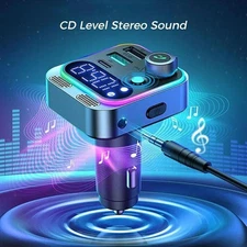 Bluetooth 5.3 FM Transmitter 4 Port USB Car Charger Type C PD 250W Fast Charging