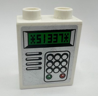 Lego Duplo White Printed Block Brick Security Alarm Code Panel #B