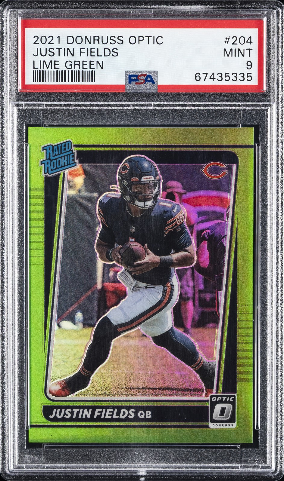 2021 PANINI DONRUSS OPTIC LIME GREEN #204 JUSTIN FIELDS ROOKIE RC 25/35 PSA 9