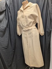 Tuta vintage anni 50 in lana panna pallida con pinup taglia XXS/XS