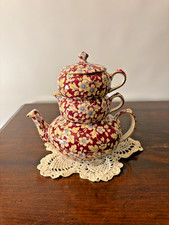 Vintage Lord Nelson Ware Ceramic Teapot Creamer Sugar Royal Brocade Stackable
