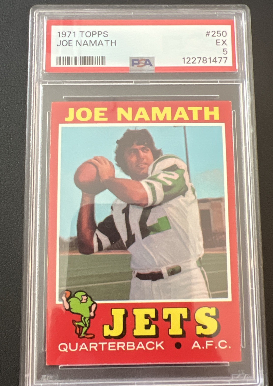 1971 Topps Joe Namath #250  PSA 5 EXCELLENT !!! Amazing football card !!