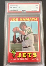 1971 Topps Joe Namath #250 PSA 5 EXCELLENT !!! Amazing football card !!