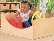 Constructive Playthings Get-In-'N-Go Wooden Box Steering Wheel Preschool Toy