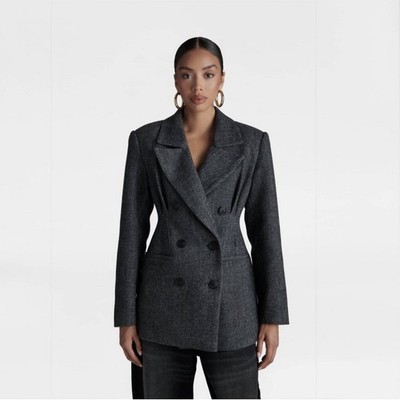 KBB by KAHLANA Women's 'The Corset Blazer' - Gray Herringbone S