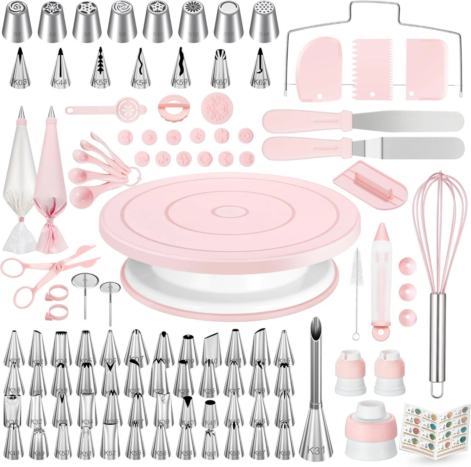 Kootek 158Pcs Cake Decorating Kit, Baking Supplies Tools - Includes Cake Stand T