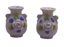 Vintage Made In Occupied Japan Hand Painted Miniature Vases 2" Tall. Lot Of 16
