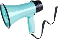 Portable 20W Megaphone Bullhorn with Siren, Volume Control Strap Teal