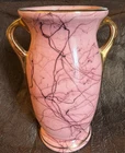 Vintage McCoy Pottery Pink Vase Black String Design with Rare Gold Trim