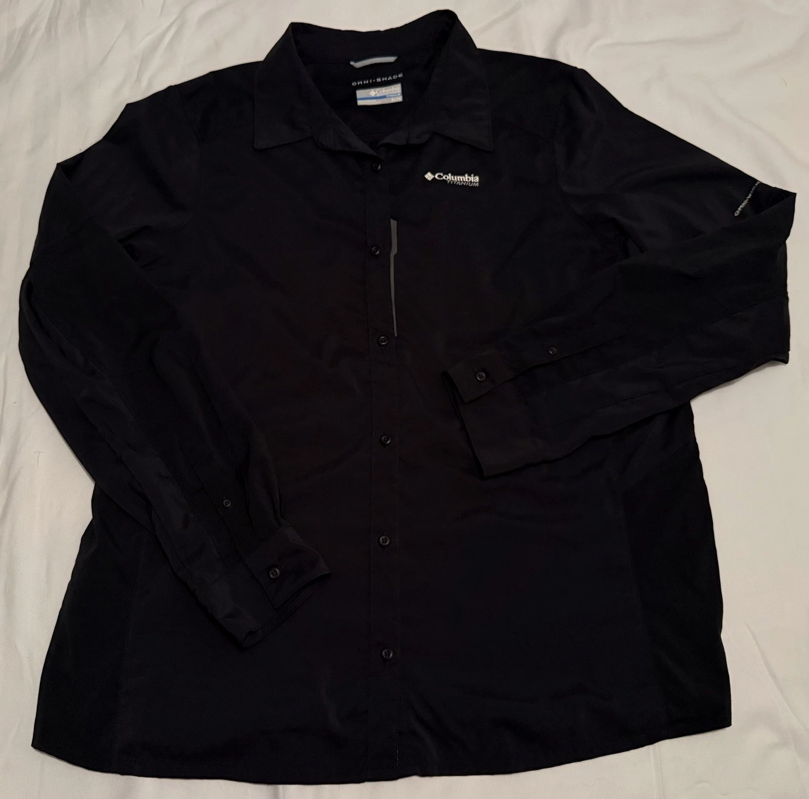 Columbia Titanium Shirt XL Black Omni Shade Outdoor Button Up Hiking