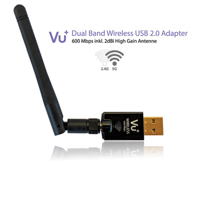 VU+  Dual Band Wireless USB 2.0 Adapter 600 Mbps inkl. Antenne