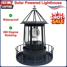 LED Solar Powered Lighthouse, 360 Degree Rotating Lamp IP65 Waterproof LED Solar