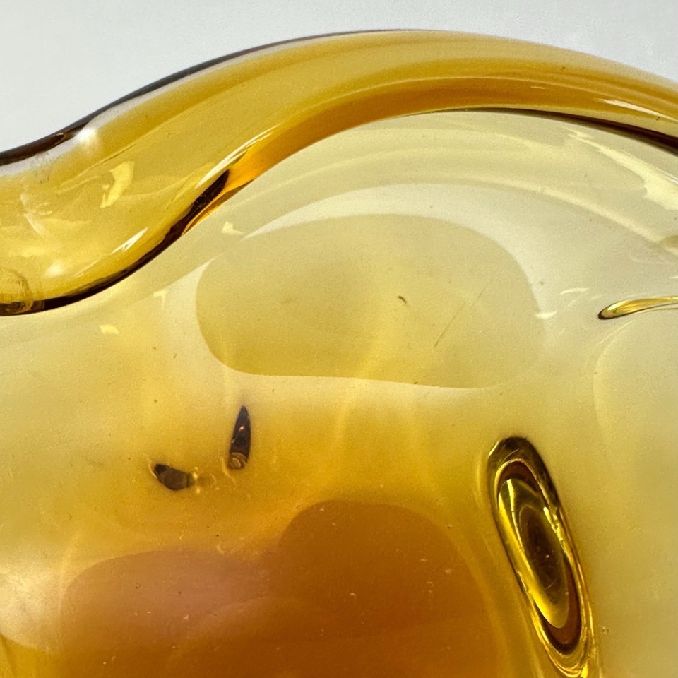 Vintage Amber Art Glass Ashtray Mid Century Modern Claude Lorraine ...