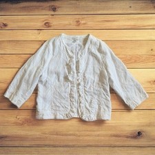 Kim Rogers 100 Linen Size Medium Open Blazer Ruffle Beach Boho Cottagecore