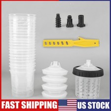 50pcs 20oz600ml Disposable Paint Spray Cup Gun Cup Liners Lid System Kit