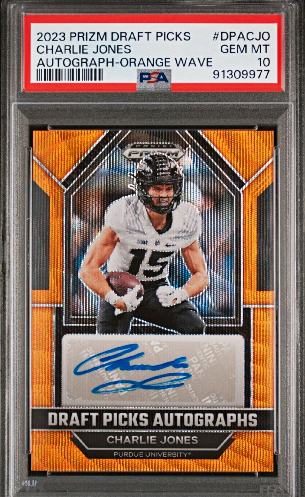 Charlie Jones Panini Prizm Draft Picks Draft Picks Autographs #DPACJO Orange Wave