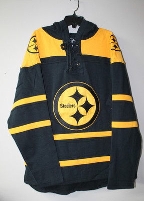 New NFL Pittsburgh Steelers Lacer jersey style mid weight cotton hoodie men XL