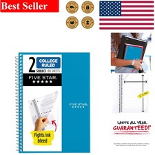 Compact 6'' x 9.5'' Spiral Notebook  2 Subject, Perforated, Ink-Bleed Resistant