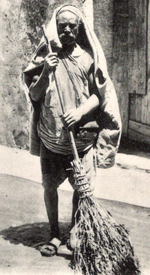 * Antique Postcard RPPC Tangier Morocco A Moorish Sweeper Ethnic Broom c1900s