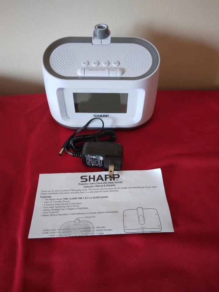 Sharp Projection Dual Alarm Clock w/8 Sleep Sounds, Adapter - Image 2 of 4