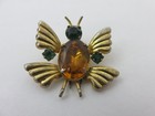 Vintage Sterling Silver Gold Vermeil Butterfly Scarf Clip Rhinestone Insect Pin — photo 1