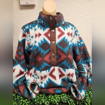 ARIAT WOMEN'S Berber Snap Front Sweatshirt Plainsview Print Size Large