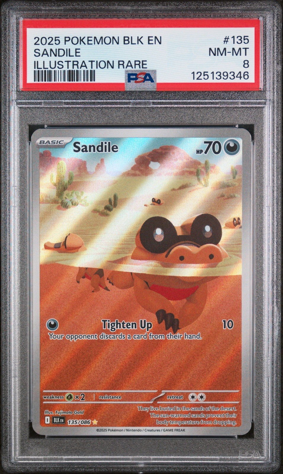 2025 POKEMON BLK EN-BLACK BOLT ILLUSTRATION RARE #135 SANDILE PSA 8