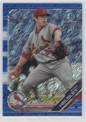 2019 Bowman Chrome Prospects Blue Shimmer Refractor Ryan Helsley Rookie RC no9