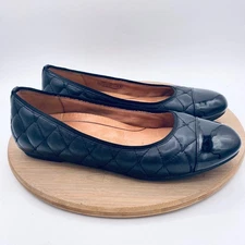 Vionic Desiree Shoes Womens 9.5 Black Leather Orthotic Quilted Ballet Flat Cap