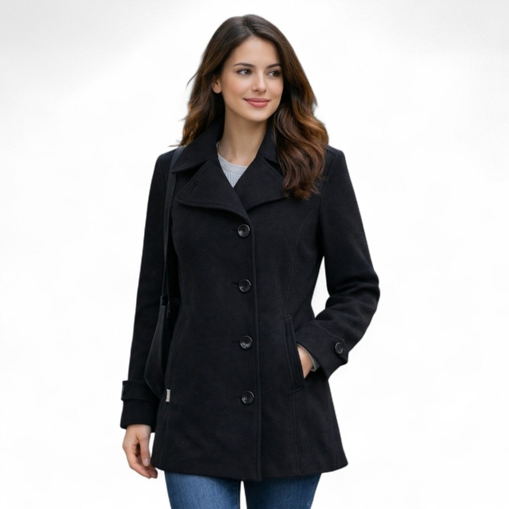 Icebreaker Black Merino Wool Peacoat Jacket Women’s Small | NZ Wool Winter Coat image 2