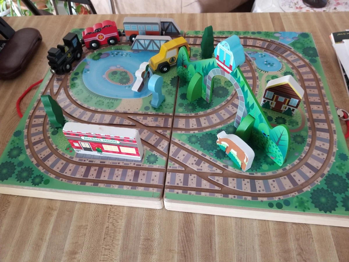 Melissa and Doug Wooden Take Along Railroad Box And 17 Pieces eBay