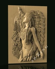 STL 3D Model WOMAN & WOLF for CNC Router Engraver Carving Aspire Artcam 3D Print