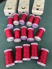 15Spools Mettler Silk-Finish 50wt. Solid  Cotton Thread 547 Yard Spools Red 0504