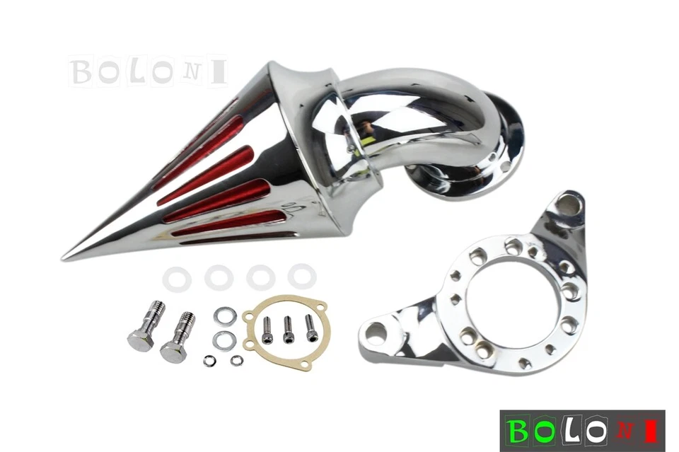 Filtro de admisión de filtro de aire de cono de espiga cromado para Harley Sportster Softail Touring Foto 4 de 4