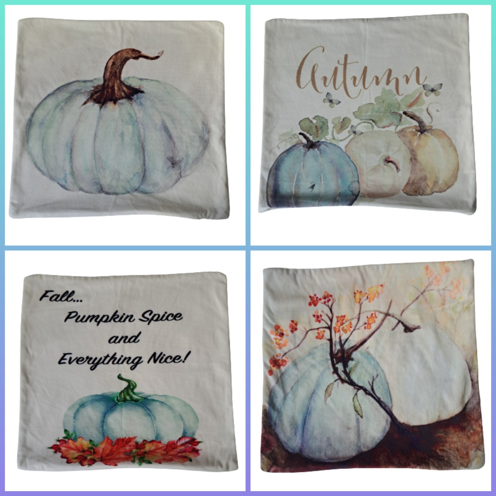 Fall Pumpkin Pillow Covers 18x18 Set of 4 Autumn Harvest Throw Cushion Cases Happy Seasonal Decor-image