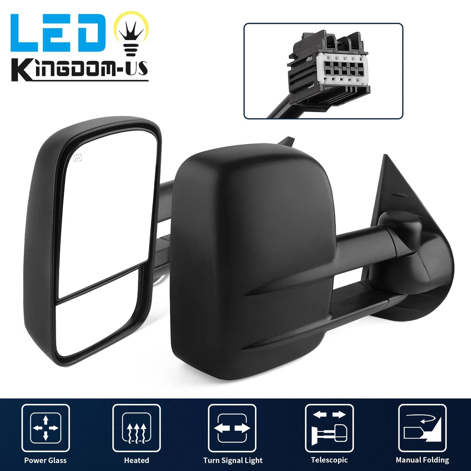 Power Heated Tow Mirrors For 2007-2013 Silverado Sierra 1500 2500HD 3500HD LH+RH