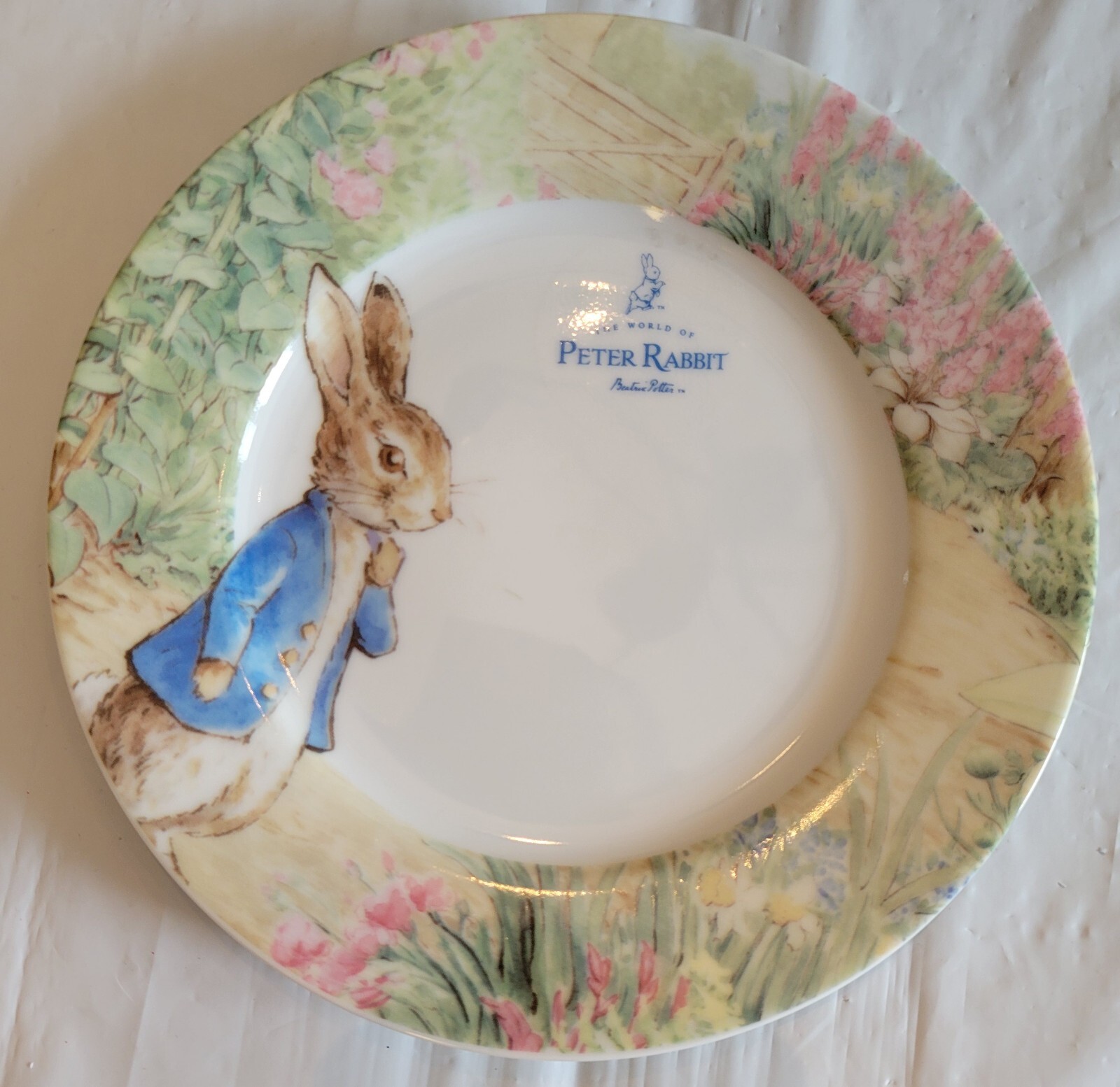 3x Zrike Brands PETER RABBIT Easter Meadow Bunny Ceramic Salad Plates - NEW 8”