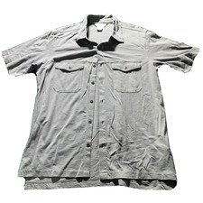 Woolrich Shirt Button Polo Mens LARGE Green Olive Short Sleeve Shirt Collar