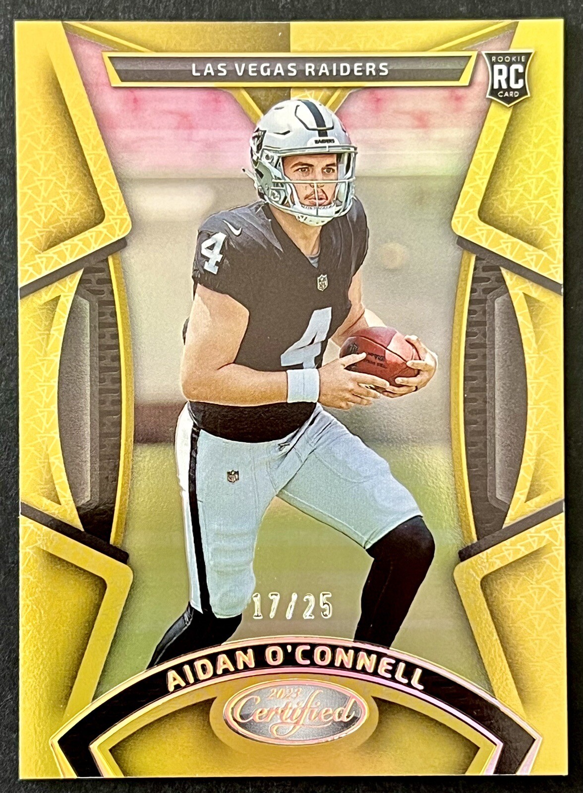 AIDAN O’CONNELL 2023 Certified #125 GOLD RC Rookie /25 SP Raiders GEM MINT Cond.