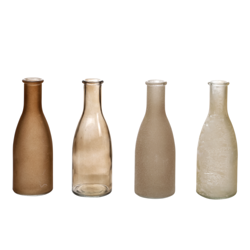 Glas Vasen 4er Set 6 x 18 cm Deko-Vasen aus Glas braun|beige - Bild 1 von 4