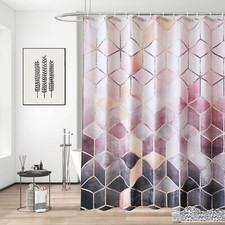Bathroom Shower Curtain Polyester Fabric Modern Designer Washable With 12 Hook