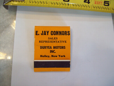 DURYEA MOTORS INC.  HOLLEY NY MATCHES  E.JAY CONNORS  FULL FLAP   1960'S