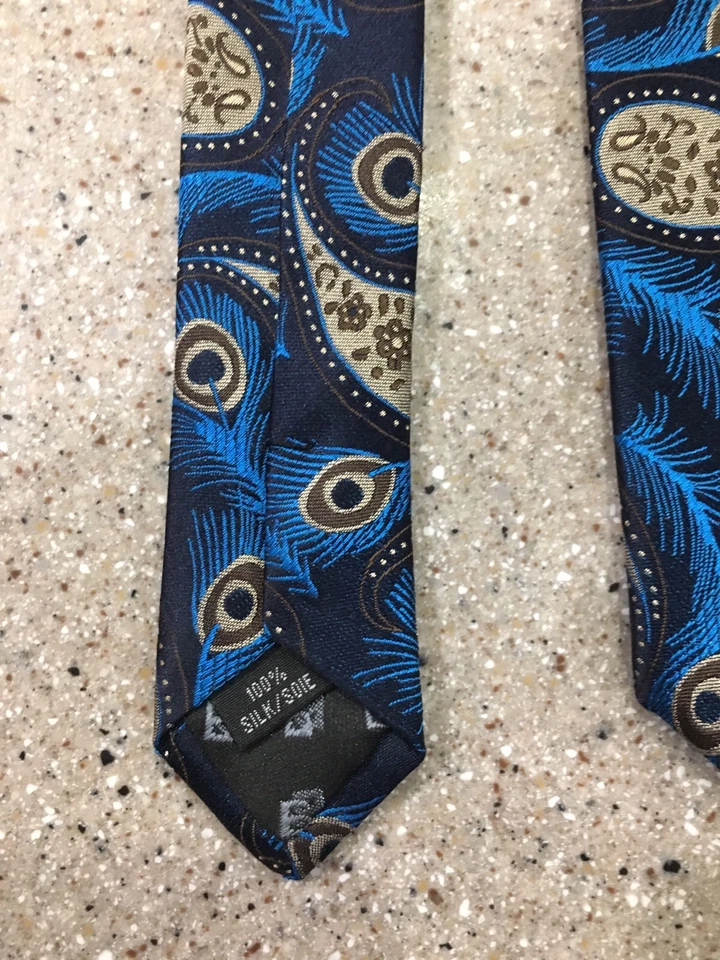 Corbata Bachrach para hombre 100 % seda azul cachemira Foto 2 de 4