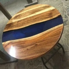 30" Epoxy Resin Wooden Center coffee Round Table Top Home Office Decor