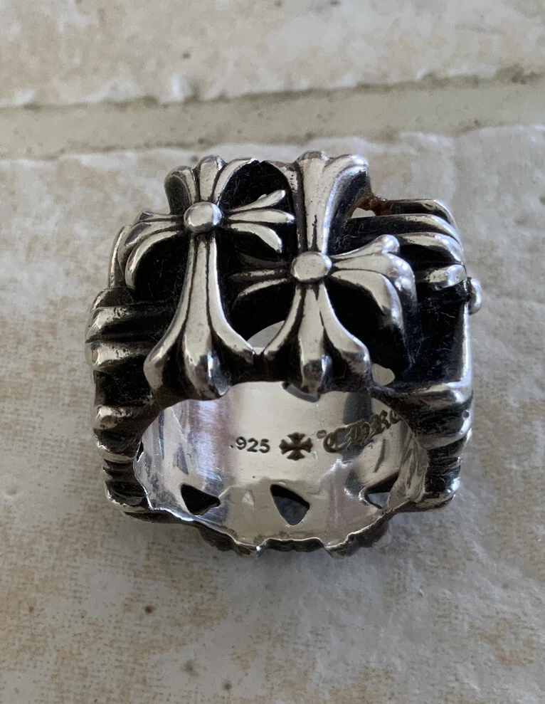 Chrome Hearts Ring Cemetery Cross Ring With Original Leather Bag Size 11