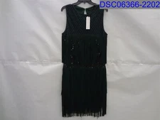 Babeyond Womens XL Green Sequin Sleeveless Flapper Dress Keyhold Back