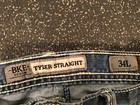 Bke Mens Jeans Tyler Straight Size 34L Light Wash Distressed Thick Stitch — photo 3