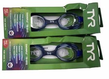 TYR Swimple Tie Dye Youth Swim Goggles Clear/Light Blue/Blue SET OF 2