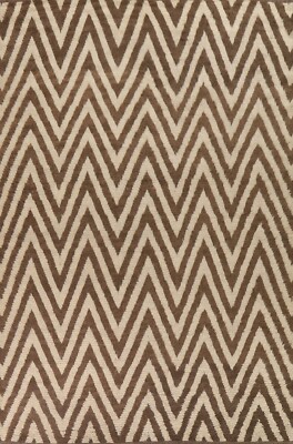 Ivory/ Brown Moroccan Shaggy Chevron Oriental Area Rug 9'x11' Handmade Wool Rug